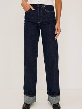 🌟 RAILS 🌟 THE GETTY HIGH RISE WIDE LEG CUFFED JEANS DARK WASH SZ 30